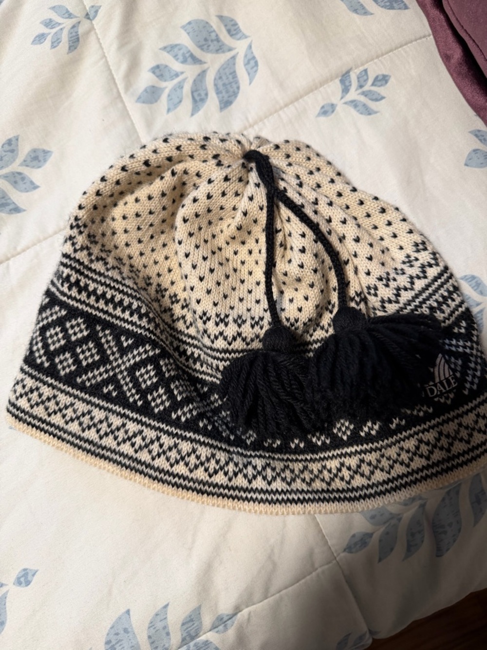 Dale of Norway Cream & Black Fair Isle Knit Hat